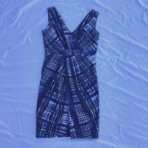 Banana Republic size 2 dress, blue , black and white, silk and cotton fabric
